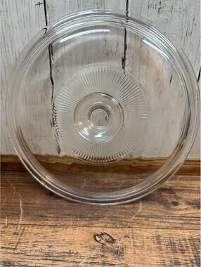 Vtg Pyrex G1C Round Clear Glass Replacement Ribbed Lid 8.75" Excellent Condition